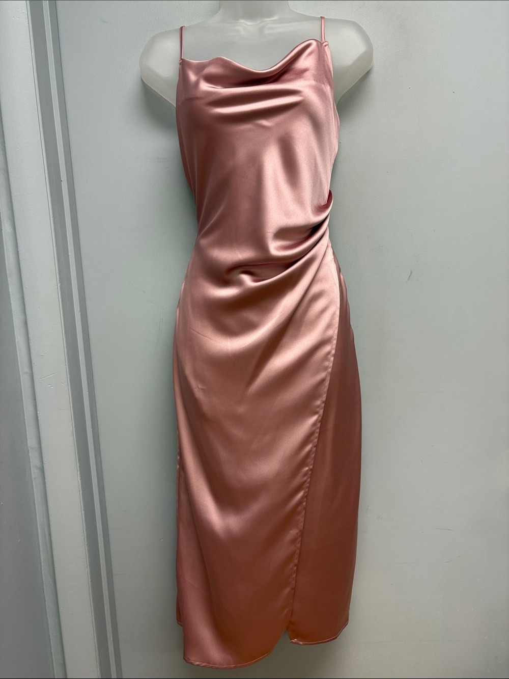Re:Named Satin Cowl Neck Midi Dress Size Small